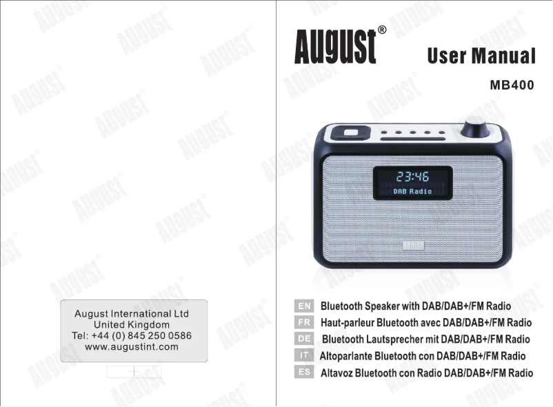 Page 1 de la notice Manuel utilisateur August MB400