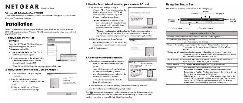 Page n°1 - Guide d'installation Netgear WN121T