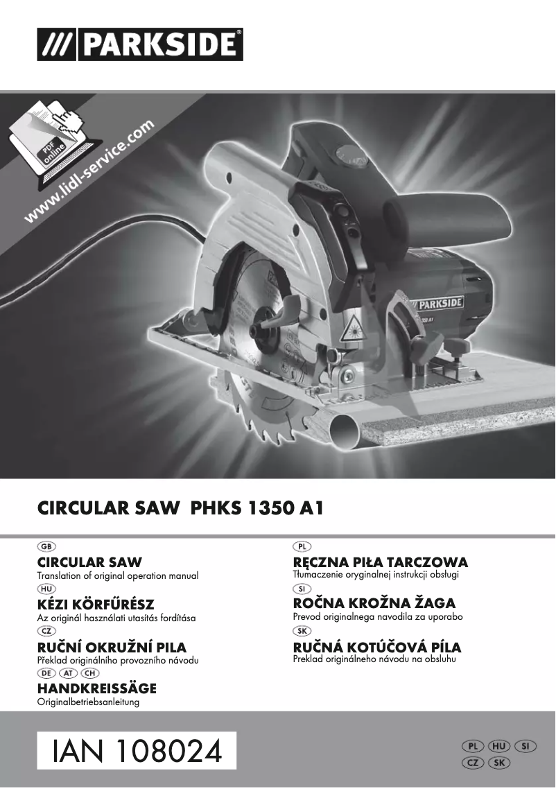 Page n°1 - Manuel utilisateur Parkside PHKS 1350 A1