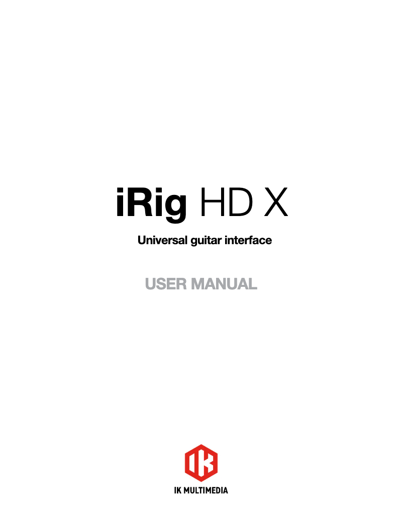 Page 1 de la notice Manuel utilisateur IK Multimedia iRig HD X