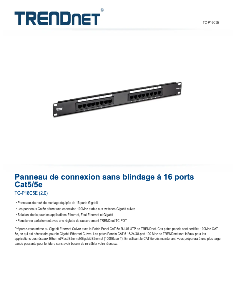 Page n°1 - Fiche technique TRENDnet TC-P16C5E