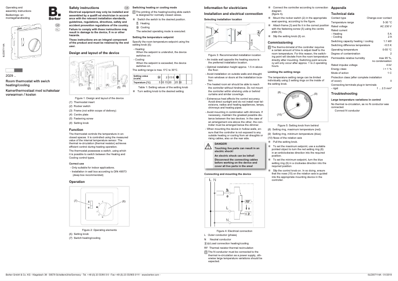 Page 1 de la notice Manuel utilisateur Berker 20297109