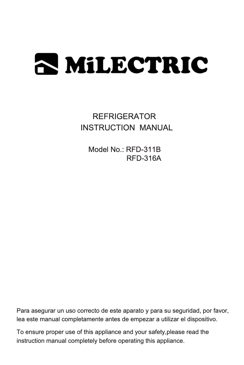 Page 1 de la notice Manuel utilisateur Milectric RFD-316A
