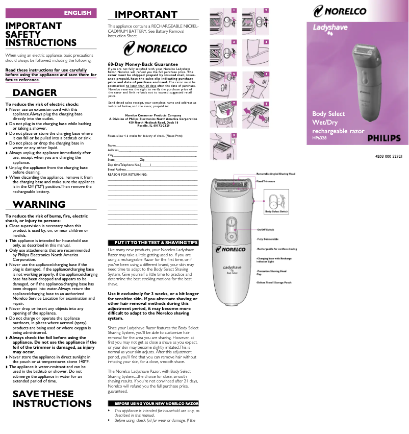 Page n°1 - Manuel utilisateur Philips HP6328