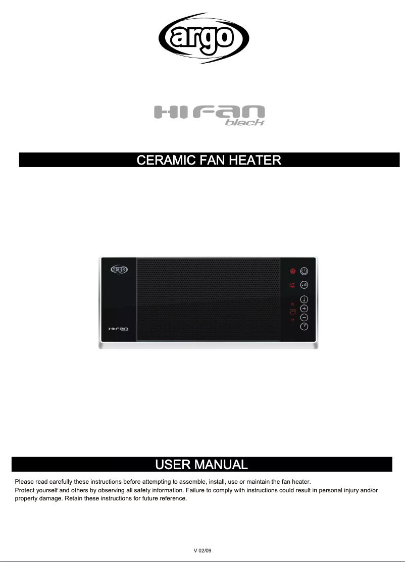 Page 1 de la notice Manuel utilisateur Argoclima Hi Fan