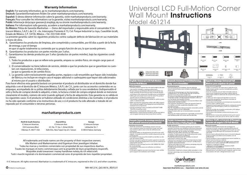 Page n°1 - Manuel utilisateur Manhattan 461214