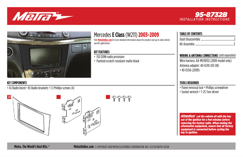 Page n°1 - Guide d'installation Metra 95-8732B