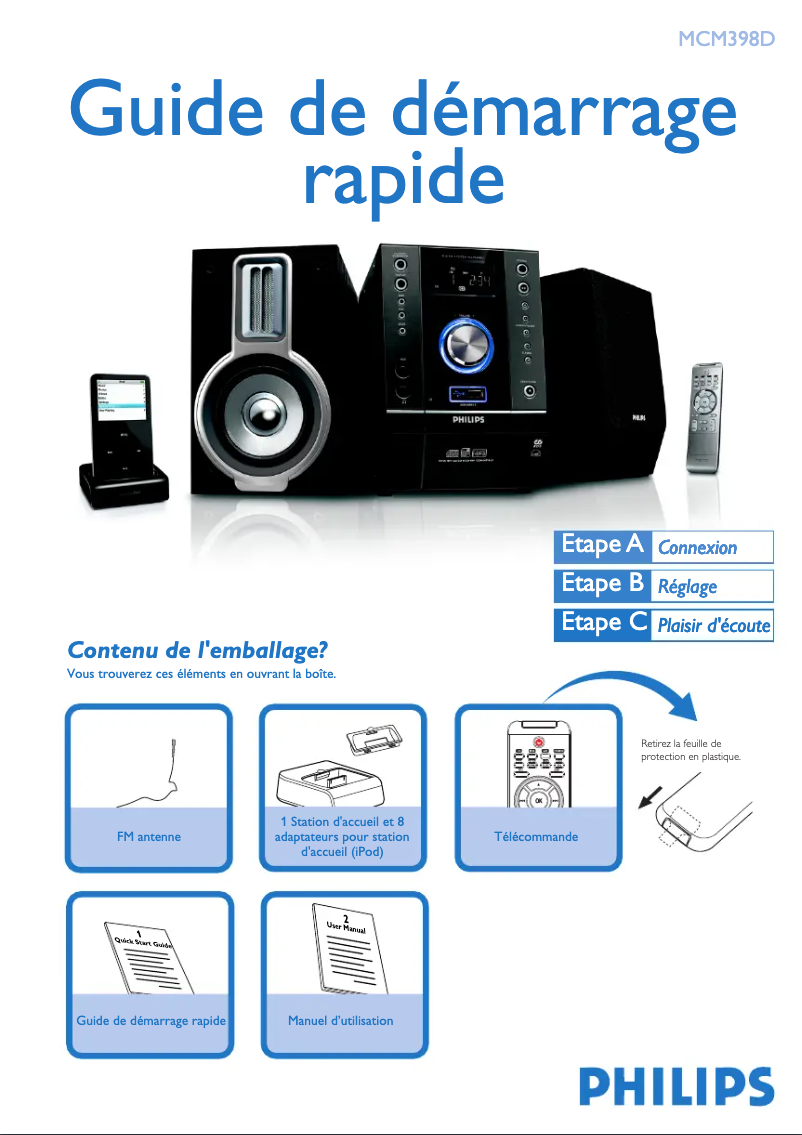 Página 1 del manual Guía de inicio rápido Philips MCM398D
