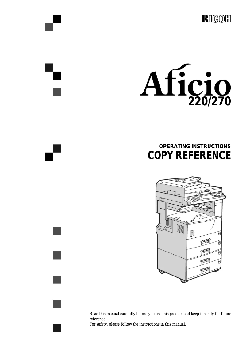 Page 1 de la notice Manuel utilisateur Ricoh Aficio270