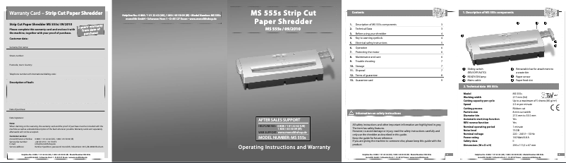 Image de la première page du manuel de l'appareil MS555s