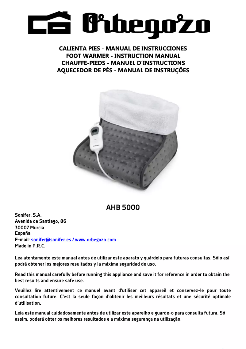 Page n°1 - Manuel utilisateur Orbegozo AHB 5000