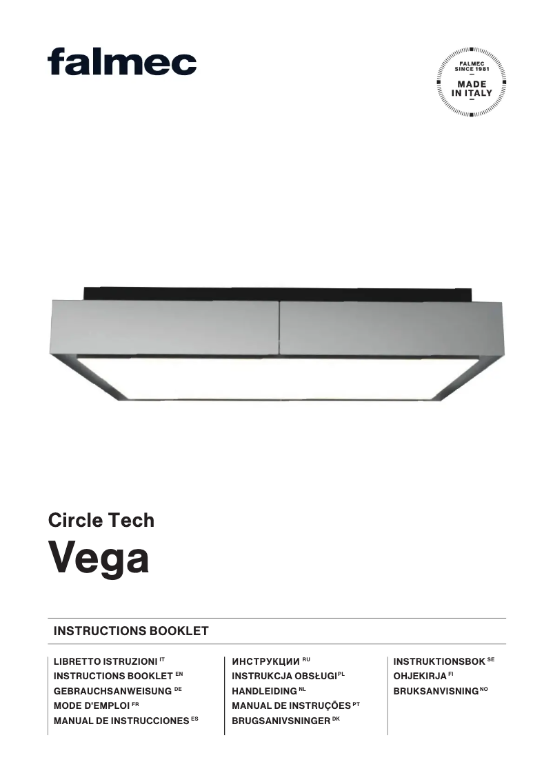 Page n°1 - Manuel utilisateur Falmec Vega