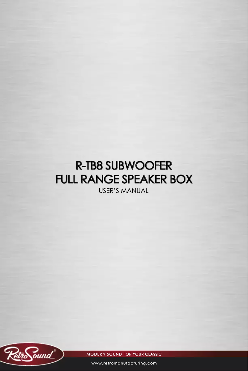 Page 1 de la notice Manuel utilisateur RetroSound R-TB8