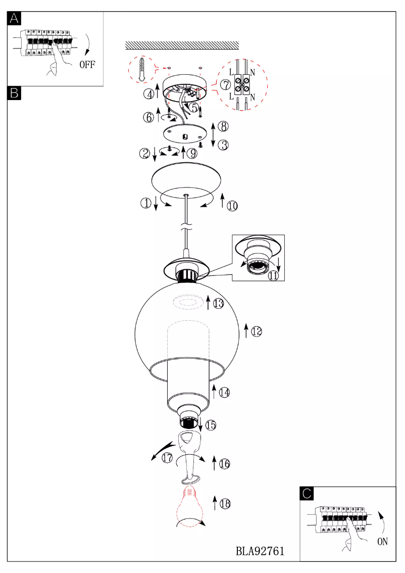 Page 1 de la notice Manuel utilisateur Eglo Bolsano