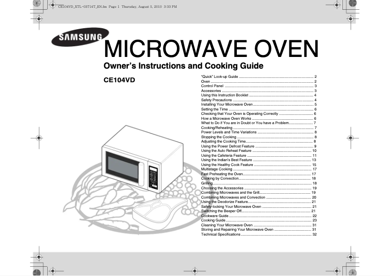Page 1 de la notice Manuel utilisateur Samsung CE104VD