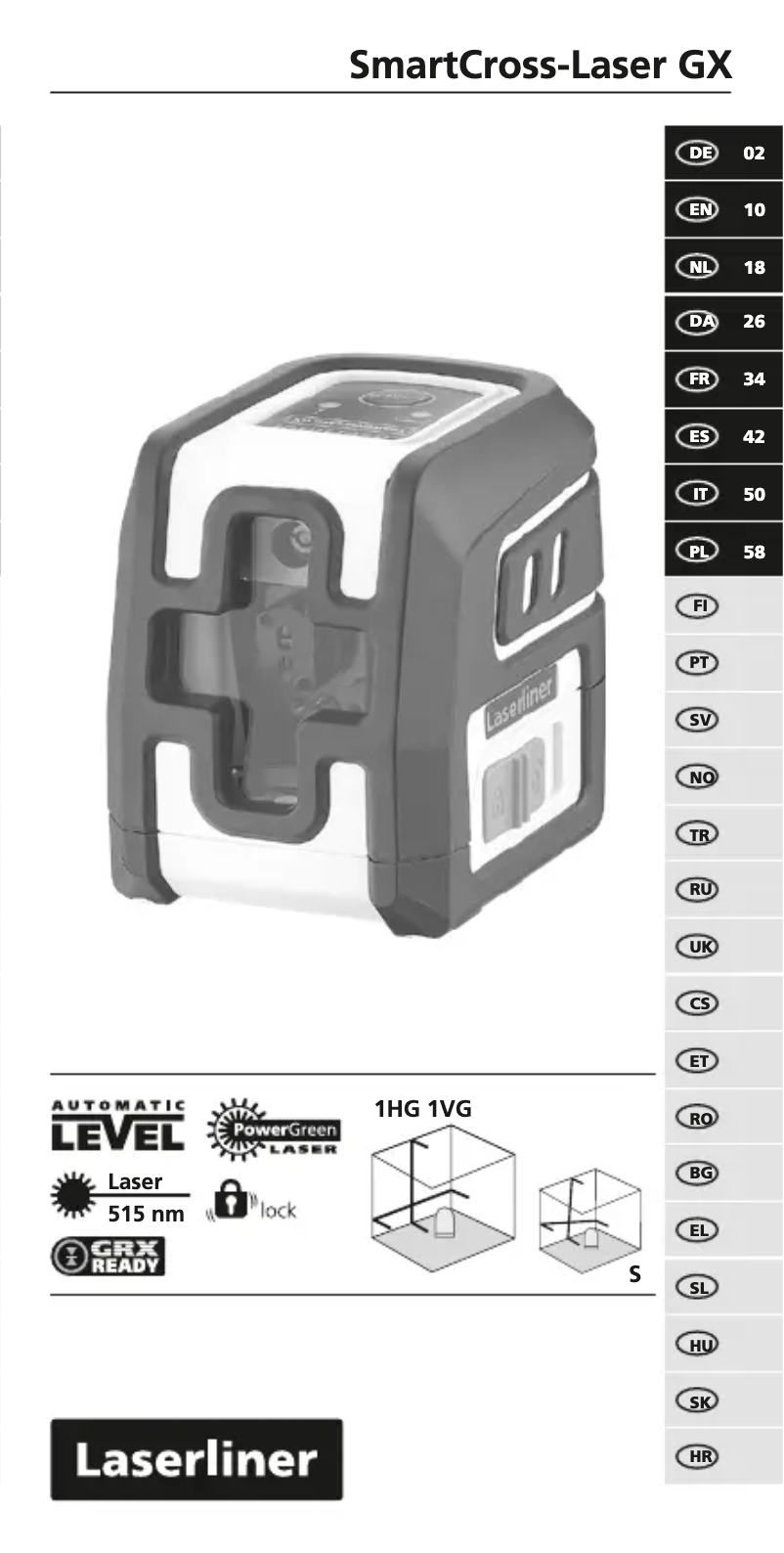Image de la première page du manuel de l'appareil SmartCross-Laser GX
