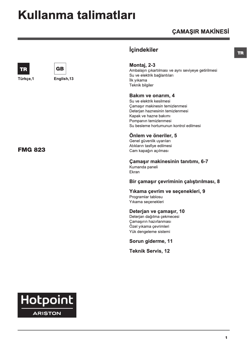Image de la première page du manuel de l'appareil FMG 823 M TK.M