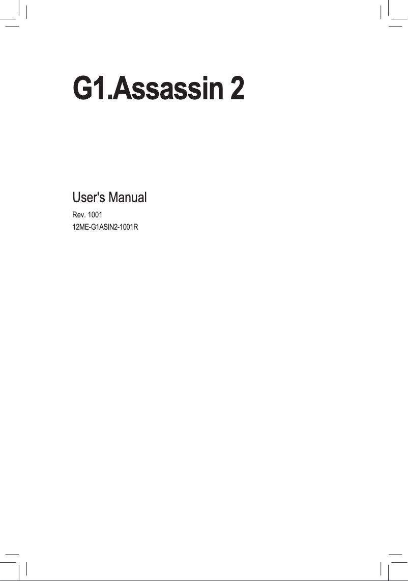Page 1 de la notice Manuel utilisateur Gigabyte G1.Assassin 2 (rev. 1.0)