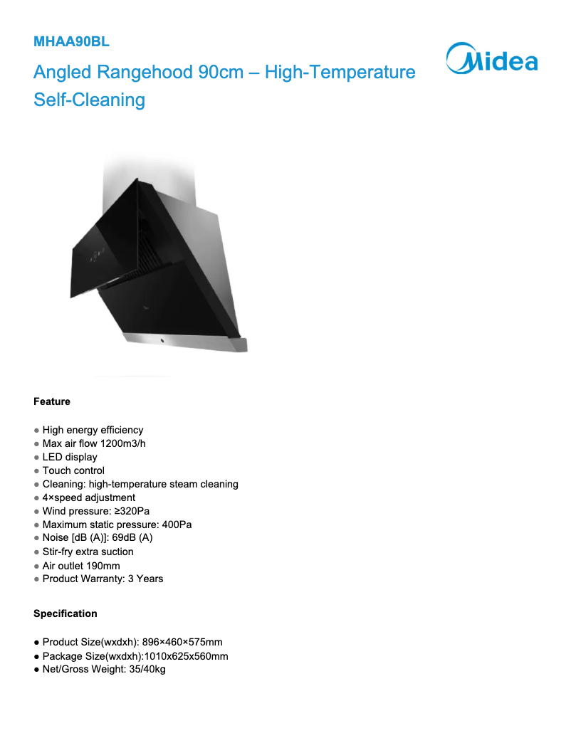 Image de la première page du manuel de l'appareil MHAA90BL