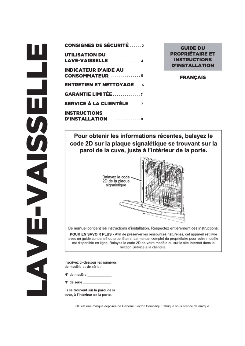 Image de la première page du manuel de l'appareil UBT410SGVWW