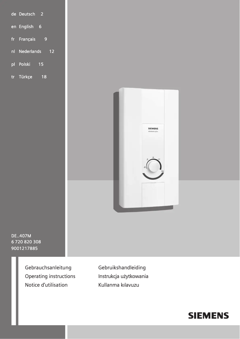 Page n°1 - Manuel utilisateur Siemens DE2427407M