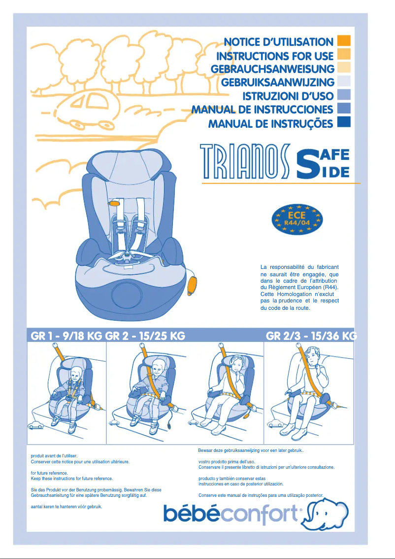 Page 1 de la notice Manuel utilisateur Bebe Confort Trianos