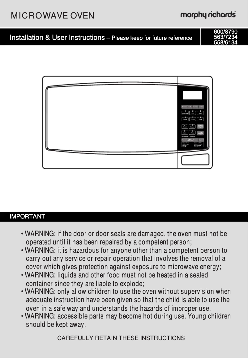 Page 1 de la notice Manuel utilisateur Morphy Richards ES823ENN