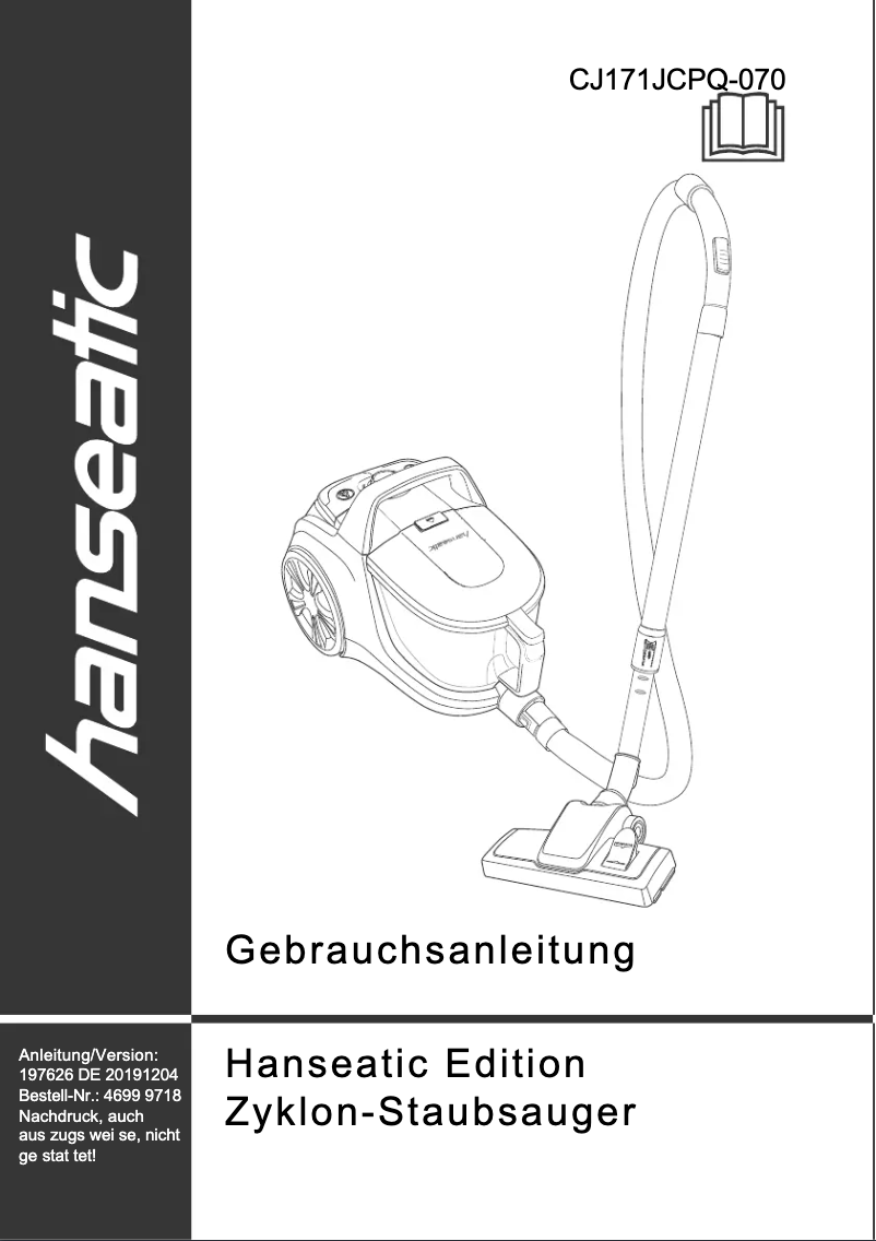 Page 1 de la notice Manuel utilisateur Hanseatic CJ171JCPQ-060