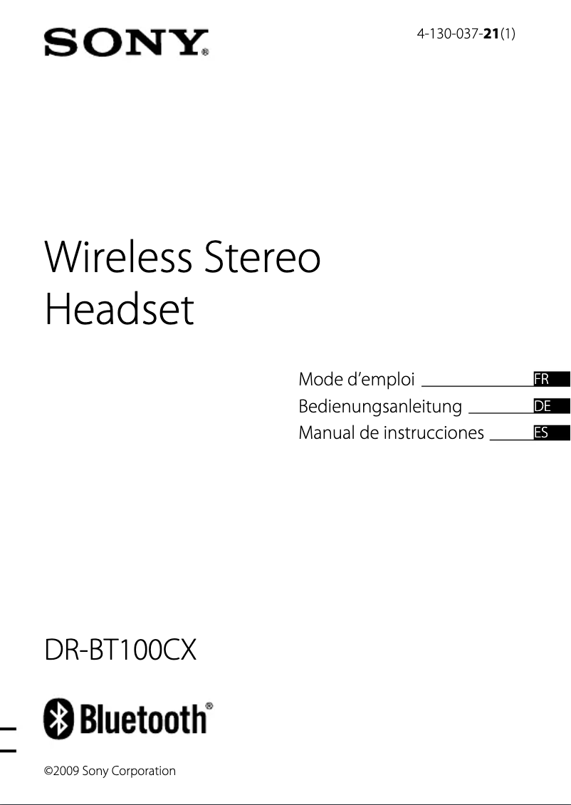 Page 1 de la notice Manuel utilisateur Sony DR-BT100CXS
