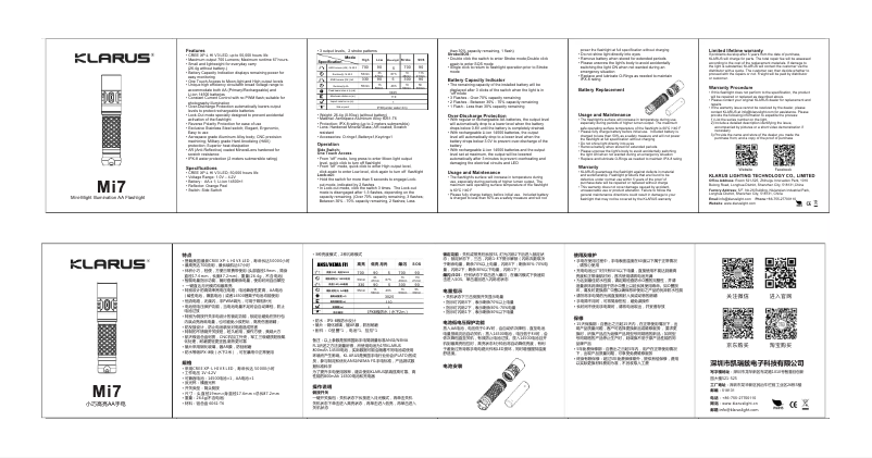 Página 1 del manual Manual de usuario Klarus Mi7