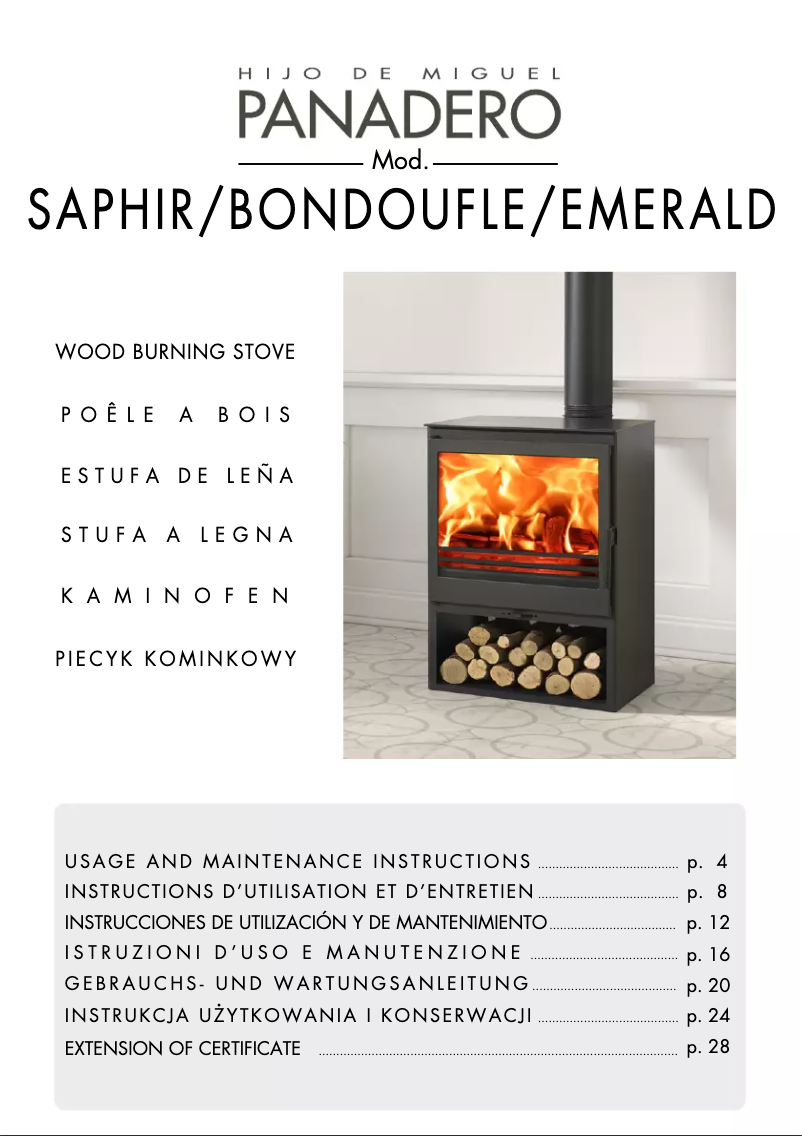 Page n°1 - Manuel utilisateur Panadero Saphir