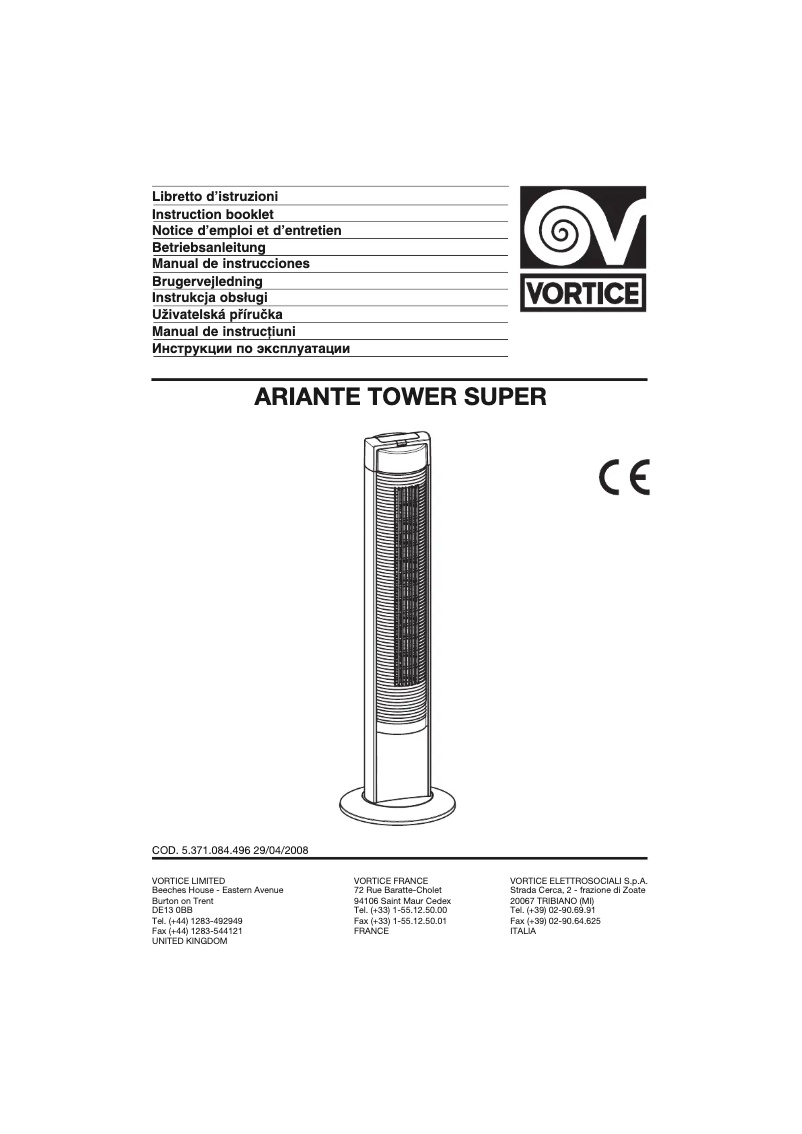 Page n°1 - Manuel utilisateur Thermex Ariante Tower Super