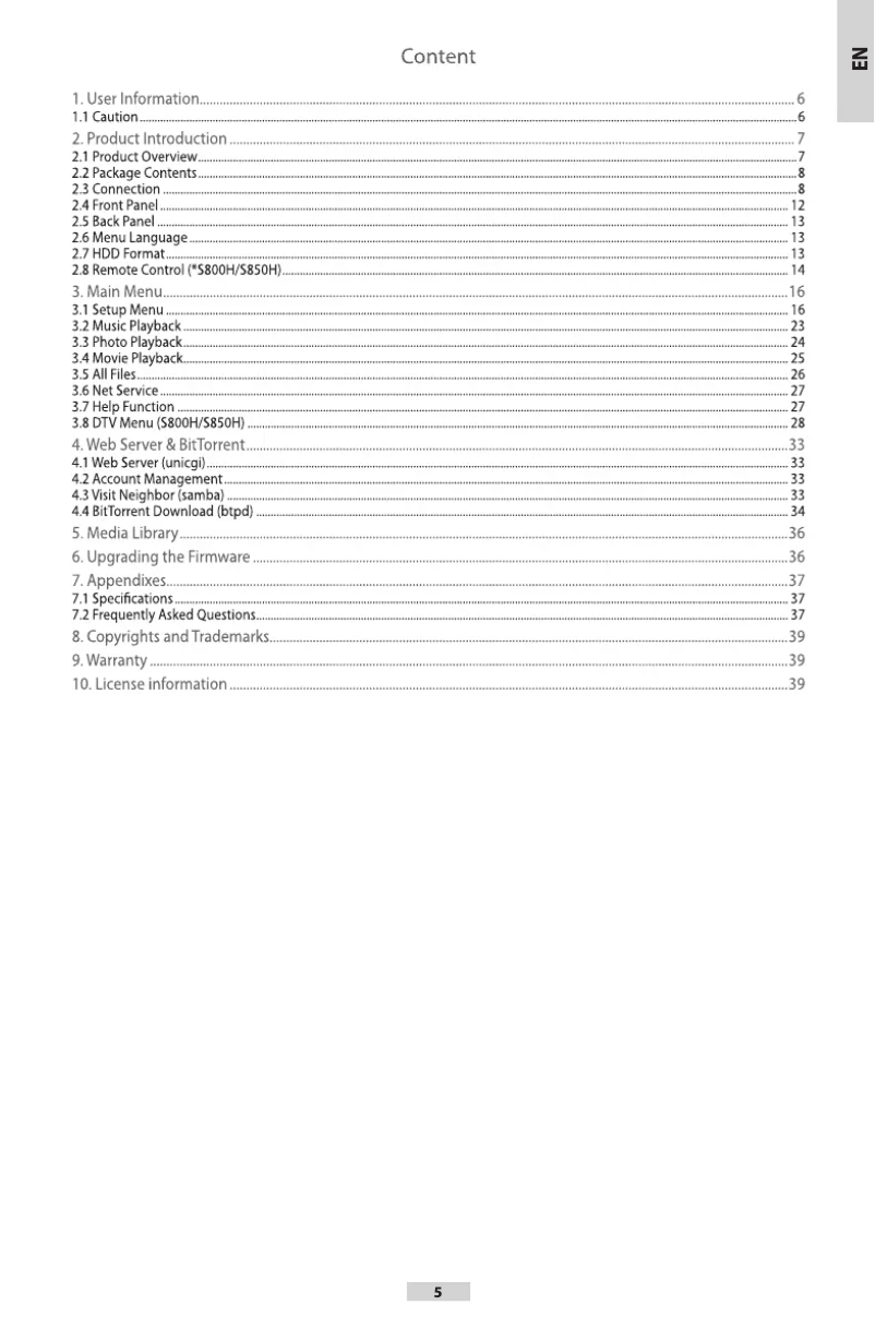 Page 1 de la notice Manuel utilisateur Emtec Movie Cube S850H