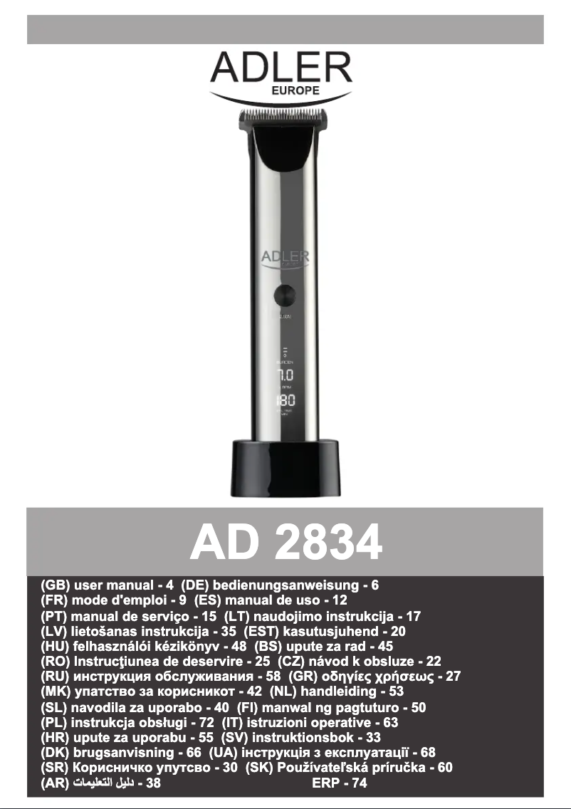 Image de la première page du manuel de l'appareil AD 2834