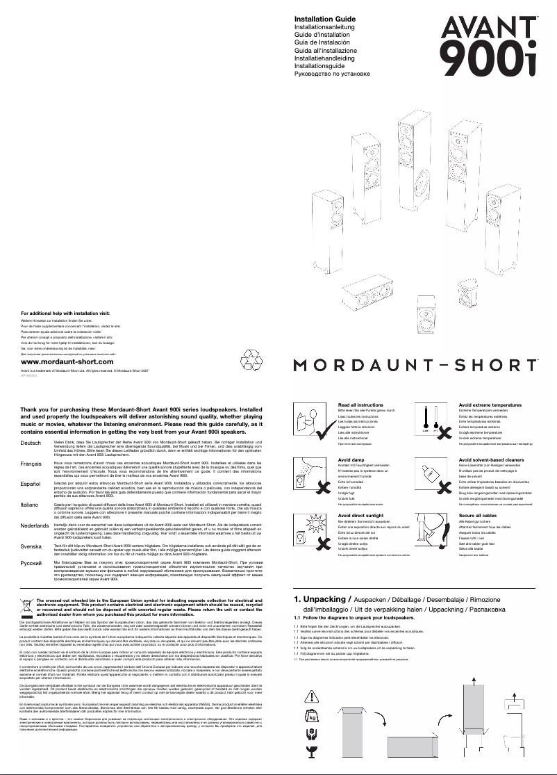 Page 1 de la notice Manuel utilisateur Mordaunt-Short Avant 900i