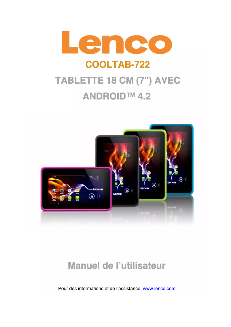 Page n°1 - Manuel utilisateur Lenco Cooltab-722