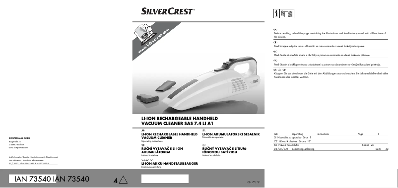 Page 1 de la notice Manuel utilisateur SilverCrest SAS 7.4 LI A1