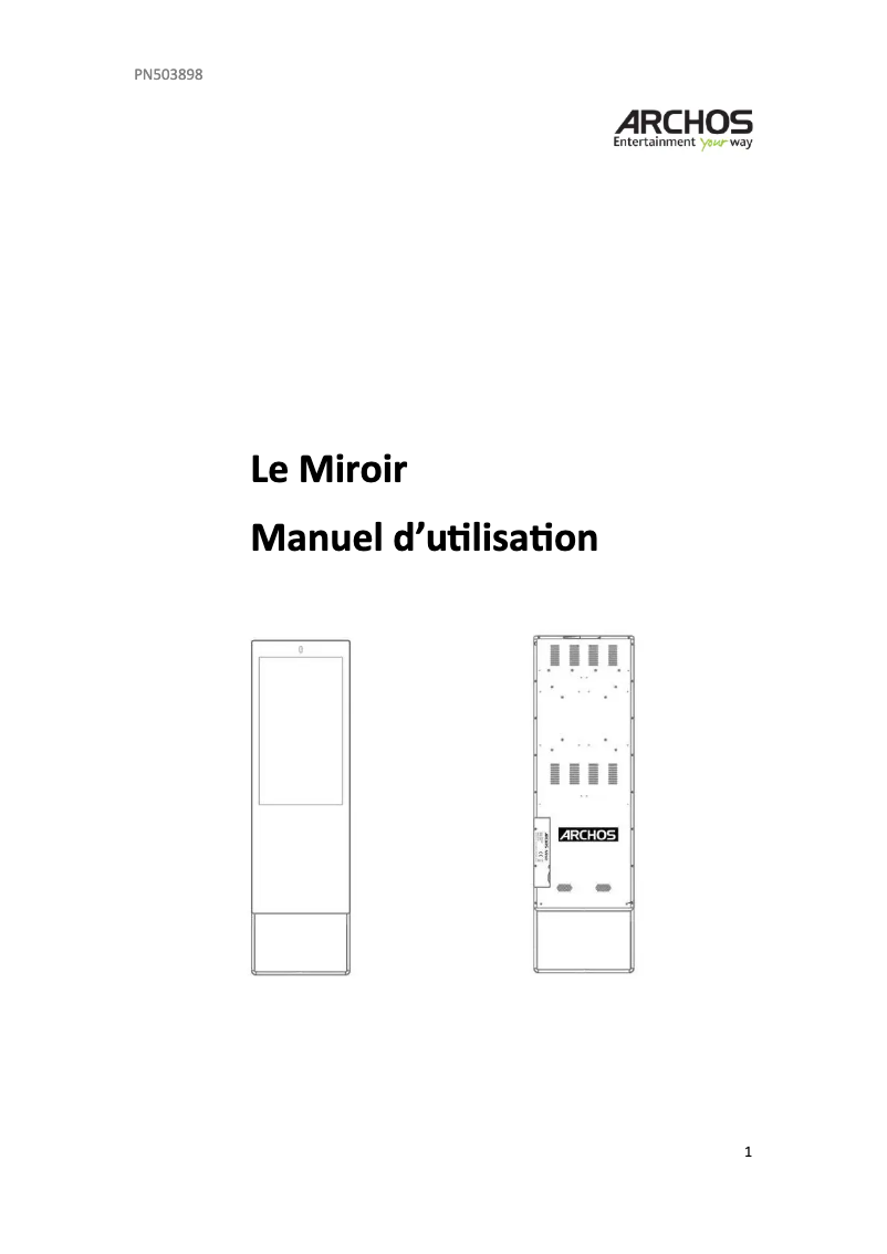 Page 1 de la notice Manuel utilisateur Archos Le Miroir
