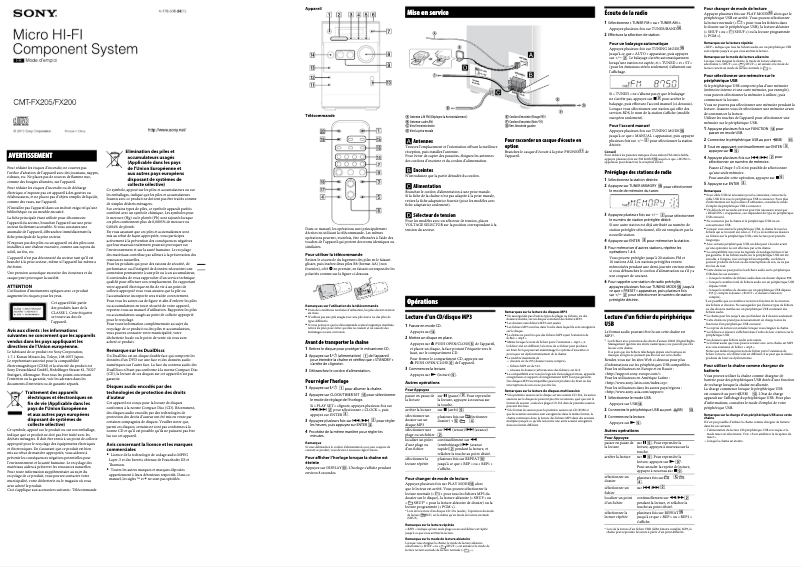 Page n°1 - Manuel utilisateur Sony CMT-FX200