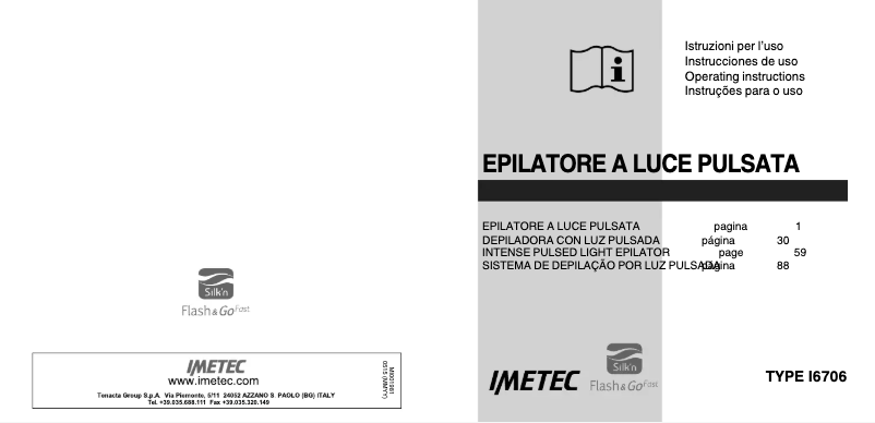 Page 1 de la notice Manuel utilisateur Imetec Bellissima Flash & Go Fast