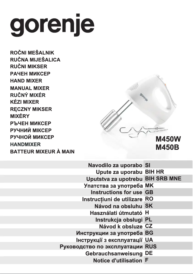 Page 1 de la notice Manuel utilisateur Gorenje M450W