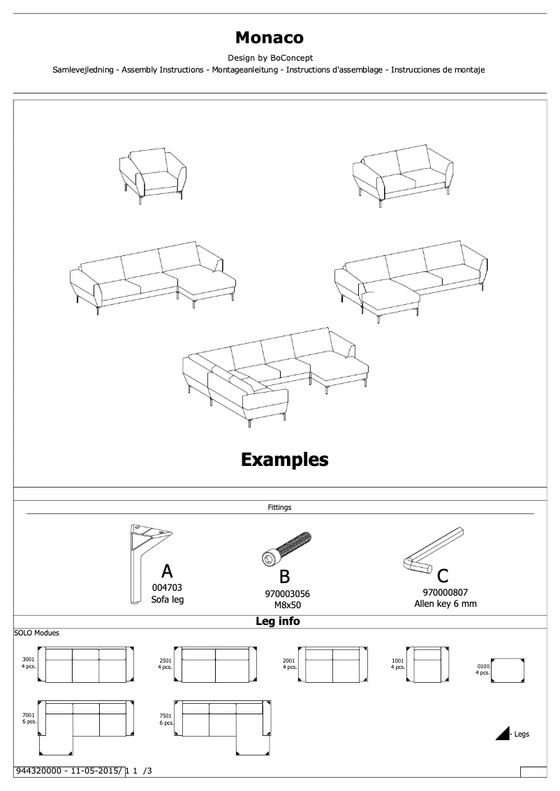 Page 1 de la notice Manuel utilisateur BoConcept Monaco