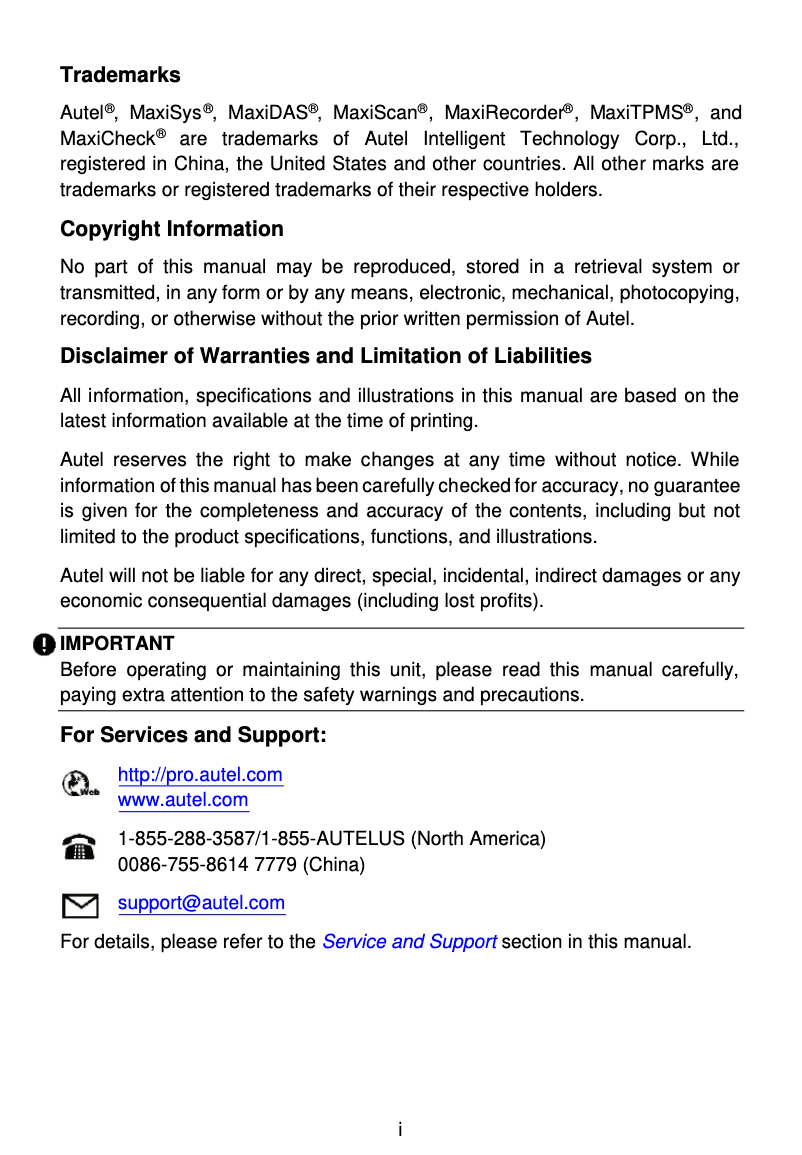 Page n°1 - Manuel utilisateur Autel MaxiLink ML329