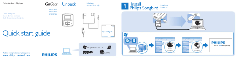Image de la première page du manuel de l'appareil GoGear SA3RGA02P