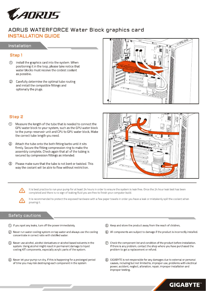 Image de la première page du manuel de l'appareil AORUS GeForce RTX 3080 XTREME WATERFORCE WB 10G