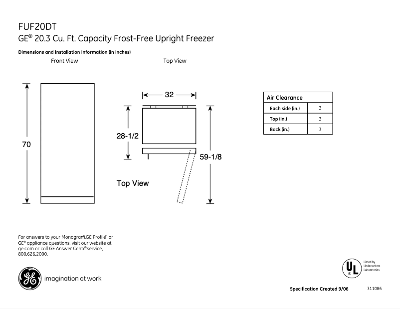 Image de la première page du manuel de l'appareil FUF20DTRWH