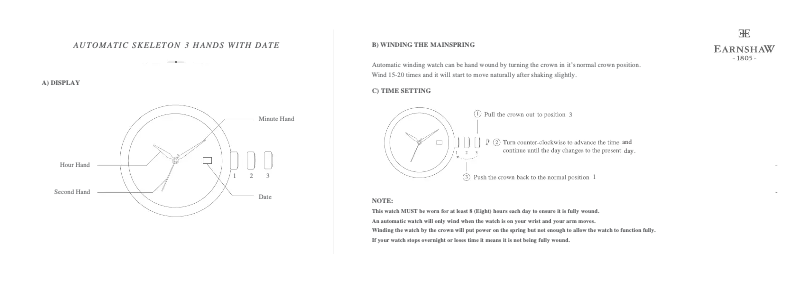 Page 1 de la notice Manuel utilisateur Earnshaw Lady Kew ES-8064-04