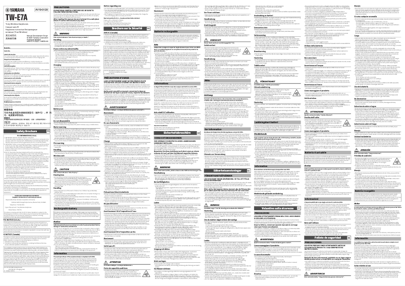 Page n°1 - Instructions de sécurité Yamaha TW-E7A