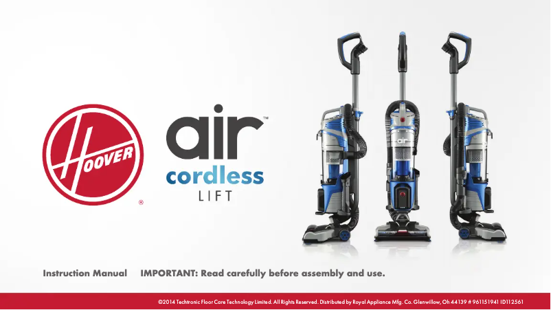 Image de la première page du manuel de l'appareil Air Cordless Lift