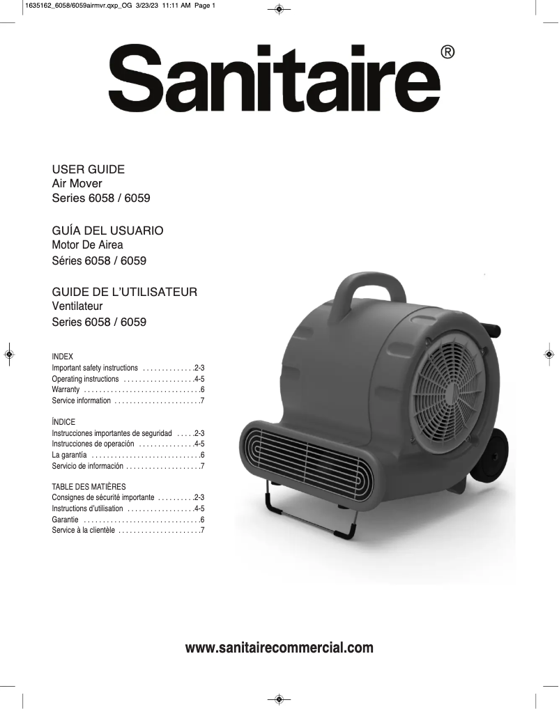 Page n°1 - Manuel utilisateur Sanitaire Dry Time SC6058A